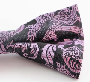 Mens Gunmetal & Purple Patterned Bow Tie - Picture 1 of 3