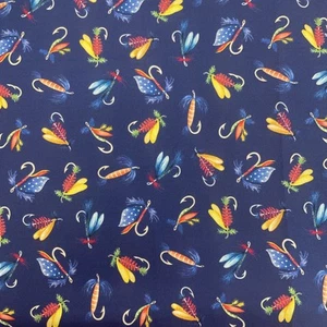 100% Cotton Fishing Lures fabric By Benartex - Picture 1 of 1