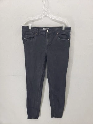 H&M Jeans Womens 14 Black Skinny Stretch High Rise Denim Pants Classic Style - Image 1 of 4