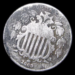 1869 Shield Nickel ---- Nice Details Damage Coin ---- #945U - Picture 1 of 2
