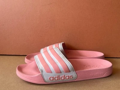 Adidas Cloudfoam Unisex Adultos Deslizadores Rosa/Blanco Sandalias Sin Cordones Reino Unido 8/42-A69 Foto 1 de 4
