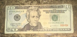 Miscut Off Centered Good Condition 2004 $20 Dollar Bill Circulated - Picture 1 of 2