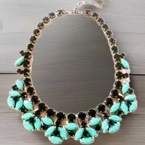 J.Crew Mosaic Mint Stone Statement Necklace Mint Coffee Light Gold Ox Pre-Owned - Picture 1 of 15