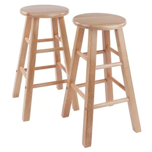Element 2-Piece 24In Counter Stool Set, Natural Finish, Solid Wood, Modern De... - Picture 1 of 4