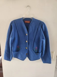 Geiger Jacket Womens EU36 Blue Wool*Floral Embroidered*Excellent Condition - Picture 1 of 10