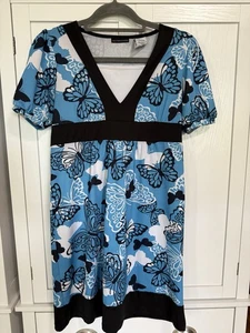 Mary-Kate & Ashley Y2K Blue Butterfly Print Dress Women’s 14/16 Retro 2000s - Picture 1 of 6