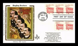 US COVER CIRCUS WAGON TRANSPORTATION SERIES FDC MASONIC COLORANO SILK CACHET - Picture 1 of 2