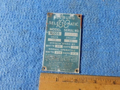 Etiqueta de número de serie Seeburg M100B para # 14423 Foto 1 de 2