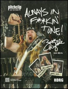 Black Label Society Zakk Wylde Korg Pitchclip afinador clip impresión publicitaria - Imagen 1 de 3