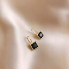 Earrings Gold-plated Dangle Hook Square Black White Crystal Jewellery Gift Uk