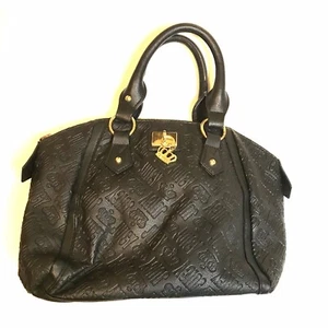 Juicy Couture Negro Logotipo Repujado Cartera Doble Asa Bolso Dije Nunca Usado - Imagen 1 de 13