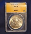 1923 $1 Peace Dollar ANACS MS63