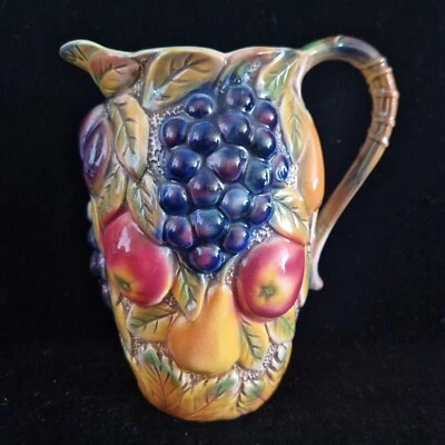 Striking Large Vintage Falcon Ware Pitcher "Fruit" 465 - Image 1 of 4