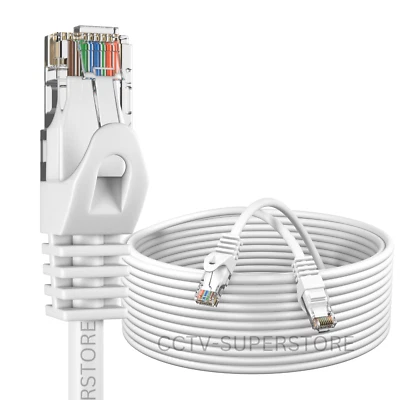 Cavo Cat5 25 piedi CAT5E RJ45 LAN rete Ethernet router switch bianco cavo patch - Immagine 1 di 4