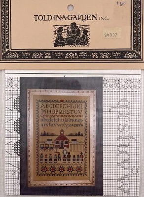 Told in a Garden Cross Stitch Pattern ~ Schoolhouse Sampler - Image 1 of 2