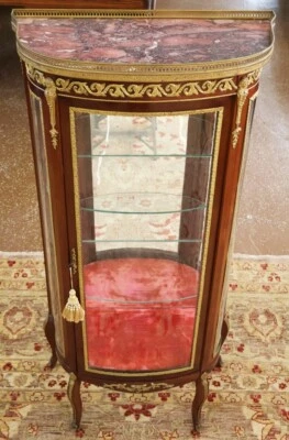 Early 20th Century French Napoleon III Marble Top China Curio Cabinet Vitrine - Image 1 of 4