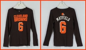 NWOT Youth NFL Cleveland Browns Mayfield Long Sleeve T-Shirt L 14/16 - Foto 1 di 5
