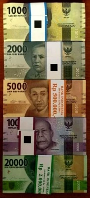 INDONESIA 1000 2000 5000 10000 20000 x 100 Pcs each Lot (500) 2016 Rupiah Bundle - Image 1 of 3