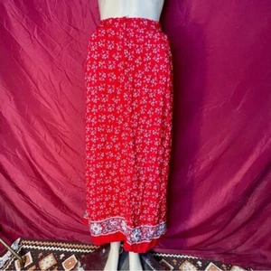 Vintage Liz Claiborne Crazy Horse Red Floral Western Maxi Skirt 16W - Picture 1 of 7