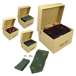 Jack Pyke Cufflinks, Tie & Hanky Gift Set - Pheasant/ Cartridges/ Shooting - Picture 1 of 11
