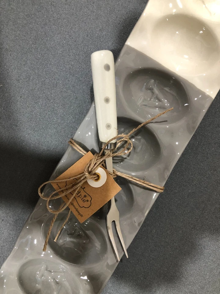 Mud Pie Easter "Happy Always" Skinny Egg Tray 2.75" x 22" Fork 6" 40700468 - Image 1 of 4