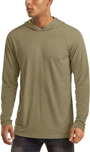 Men'S Hooded UPF 50+ Sun Protection Long Sleeve Fishing Shirts Rash Guards - Picture 1 of 12