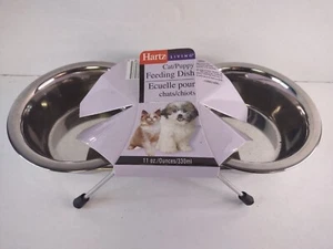 Hartz Living Double Feeding Dish, Stainless Steel, 11 oz Puppy Kitten Cat - Picture 1 of 2