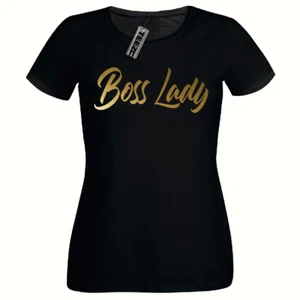 Gold Boss Lady T-shirt, Ladies Fitted shirt,Gold Slogan Womens Tee Shirt - Picture 1 of 2