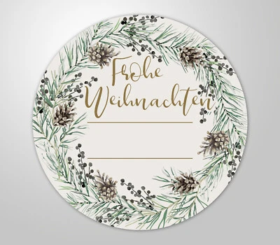 24x hochwertige Etiketten "Frohe Weihnachten" GROß hohe Klebekraft 5cm Aufkleber