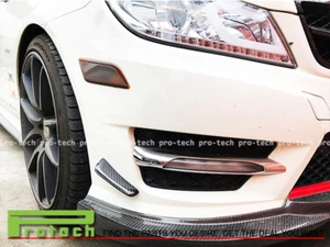 JPM Carbon Fiber Front Bumper Canards Splitter Fins 2pcs for W204 C250 C300 C350 - Picture 1 of 4