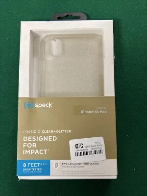 FUNDA SPECK PRESIDIO TRANSPARENTE + BRILLO PARA IPHONE XS MAX - TRANSPARENTE CON DORADO Foto 1 de 2