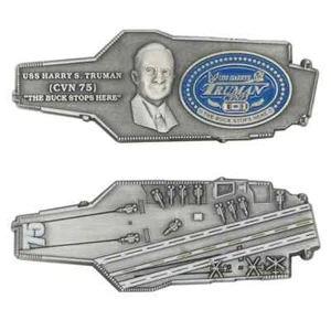 USS HARRY S. TRUMAN CVN-75 CARRIER SHAPE 3" NAVY CHALLENGE COIN - Picture 1 of 1