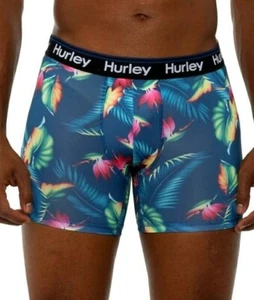 3 PACK MEN'S HURLEY REGRIND BOXER BRIEFS. NAVY, BLACK & TROPICAL LEAVES. SMALL - Picture 1 of 1