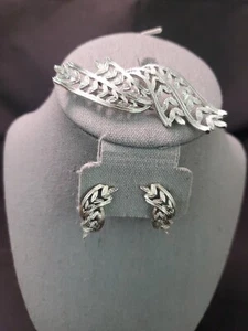 Broche y pendientes de disfraz vintage de los años 50-60 en tono plateado - Imagen 1 de 6