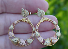 Vintage 10k Black Hills Gold Leaf Designed Drop / Dangle Earrings - 4.1g