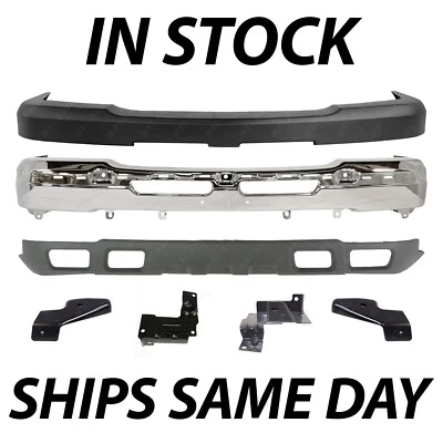 NEW - Chrome Steel Front Bumper Kit For 2003-2007 Chevy Silverado 2500HD 3500 - Image 1 of 4