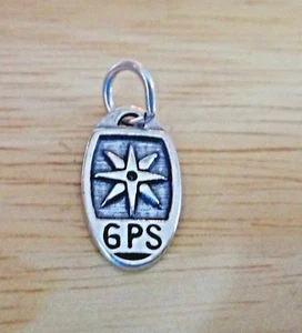 1 GPS ovale en argent sterling 22 x 9 mm says Geocacher sur le dos charme - Photo 1/2