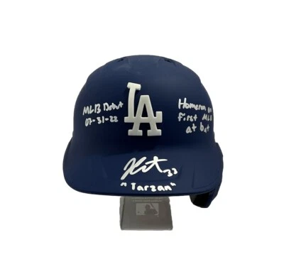 JAMES OUTMAN SIGNED DODGERS FULL SIZE HELMET "MLB DEBUT, 1ST HR" PSA RG51292 - Image 1 of 4