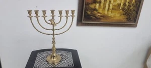 Menorah 7 ramas Templo de Jerusalén 18,5 pulgadas Altura 46 cm 7 ramas Latón Menora - Imagen 1 de 12