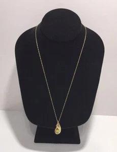 14k Gelbgold ovale Form natürlicher Peridot & Diamanten Anhänger zarte Halskette - Bild 1 von 14