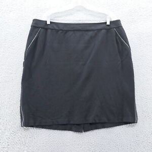 Talbots Woman Straight Faux Leather Trim Skirt 16W Black Rear Vent Knee Length