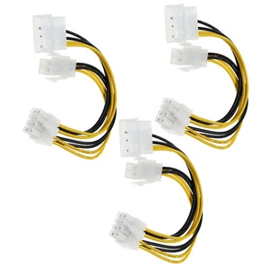 3x PC 4 Pin ATX & 4 Pin LP4 Molex to 8 Pin EPS Power Adapter Cable 18cm - Picture 1 of 5