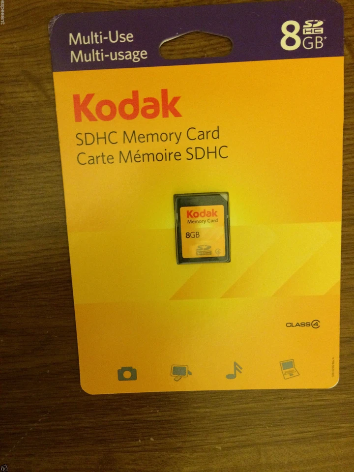 Kodak 8gb Secure Digital SDHC memory card storage 8 gb retail pack+free shipping - Image 1 of 1