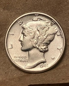 1941-D (Die Crack Error) Mercury Dime - Choice Gem Brilliant Unc Lustrous - Picture 1 of 3