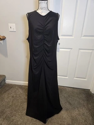 NWT! Nordstrom Brand Plus Size 3X Black Ruched Maxi Dress Sleeveless - Image 1 of 4