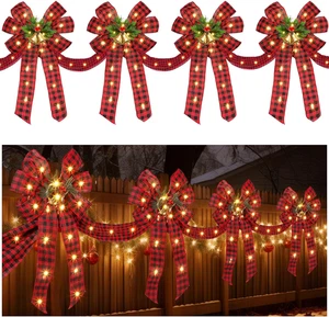 Cinta de arcos de Navidad iluminada de 13 pies 140 LED exterior cerca puerta escalera decoración - Imagen 1 de 12