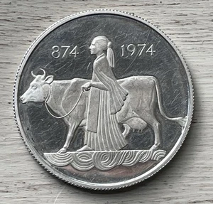 ✅Moneda de plata esterlina .925 Islandia 500 coronas 1er asentamiento Islandia 1974 20 g - Imagen 1 de 16