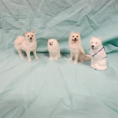 Lot Samoyed Dog figurines ceramic and Stone - Image 1 of 4