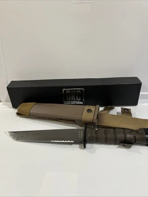 OKC 3S Tanto USMC Style Serrated Knife Brown with Scabbard - Image 1 of 4