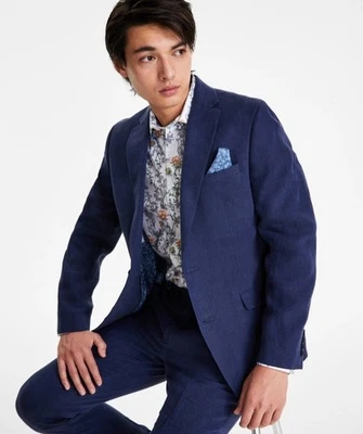Traje Chaqueta Blazer Bar III Para Hombre Calce Ajustado 42R Azul Marino Sólido, Con Diseño Floral Foto 1 de 3